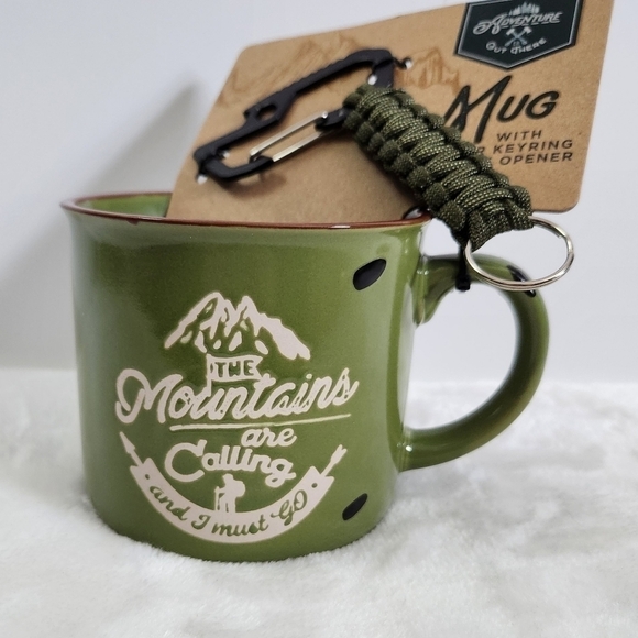 Adventure Out There Olive Green Mug Carabiner Keyring Bottle Opener Gift Set - Picture 1 of 13